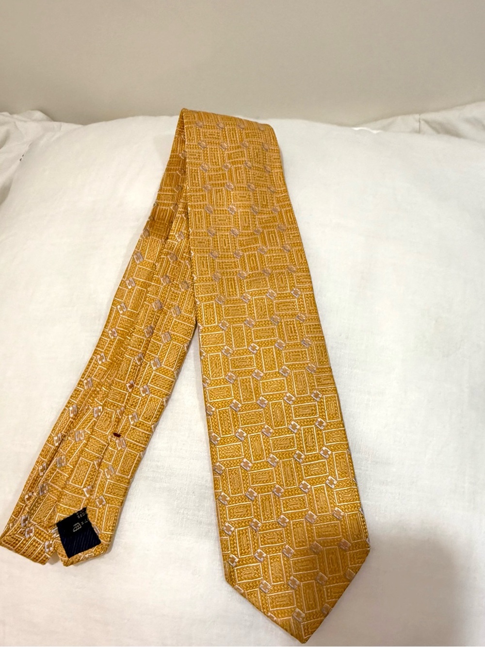 Ermenegildo Zegna Mustard Yellow Geometric Silk Tie